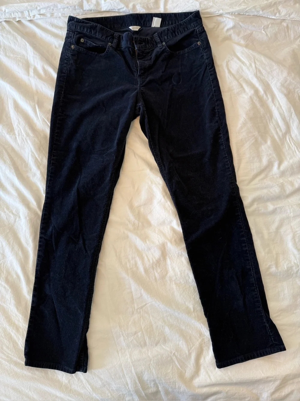 J. Crew Women’s Straight Leg City Fit 30s, navy blue, corduroy jeans